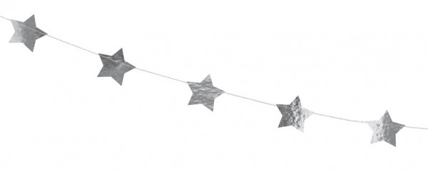 Sølv metallisk stjerne-guirlande 3,6m