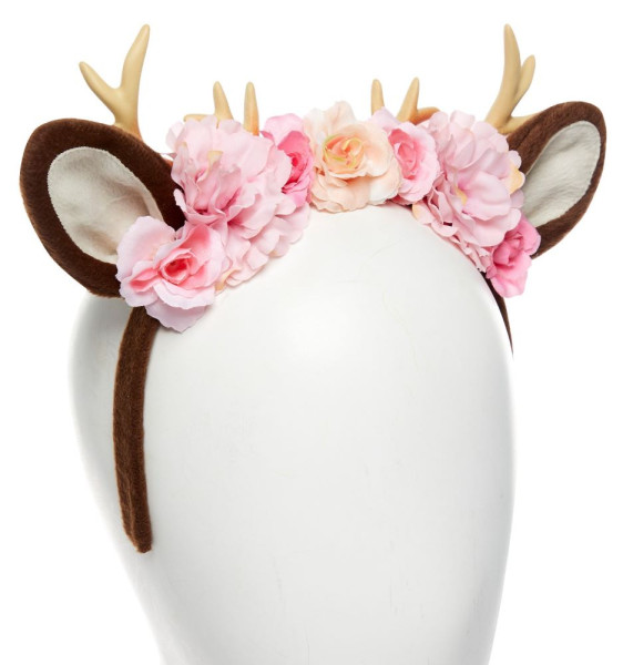 Deer antler headband with flowers