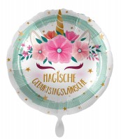 Geburtstags-Folienballon Boho Einhorn 45cm