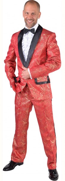 Röd mönstrad brokad kostym deluxe