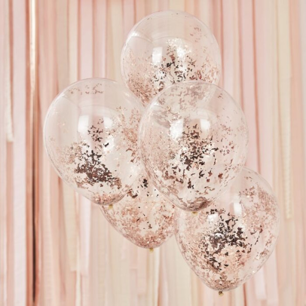 5 roze gouden confetti ballonnen Swing 30cm