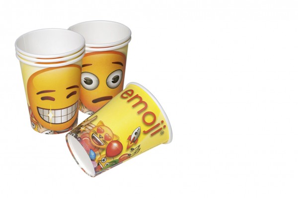 6 gobelets en papier Funny Emoji World 200 ml