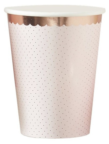 8 Wild Flower paper cups rose gold 260ml