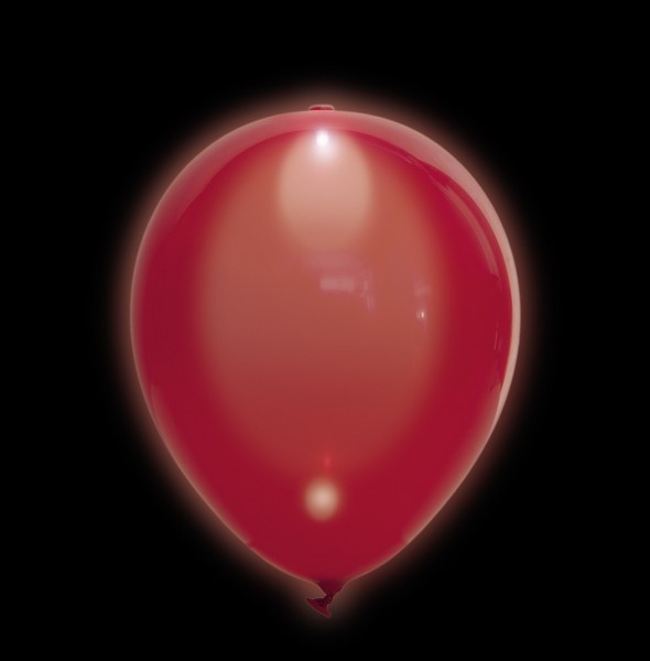5 świecących balonów Partynight LED czerwony 23 cm
