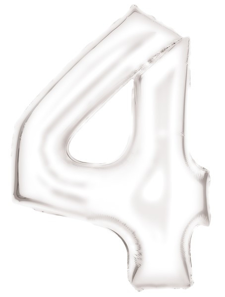 Palloncino foil numero 4 madreperla bianco 93 cm