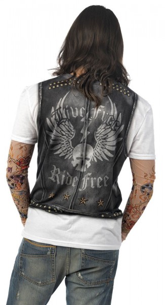 Camicia da motociclista rocker con manica tatuaggio 2