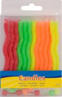 24 bougies fluo ondulées avec 12 supports