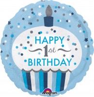 Globo de aluminio Cupcake 1er cumpleaños Príncipe redondo