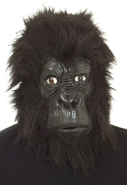 Gorilla Latexmaske mit Fellbesatz