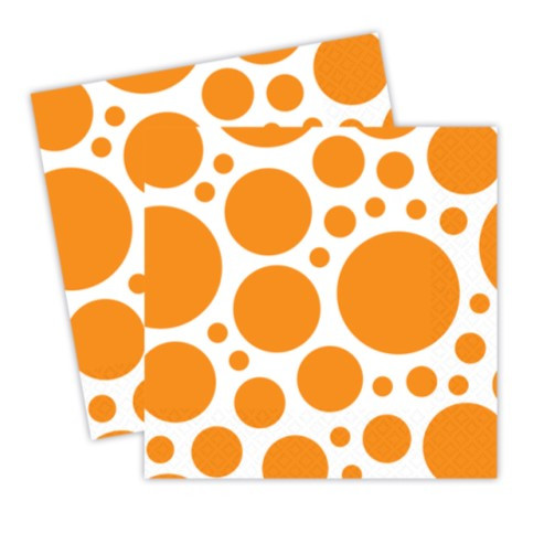 Tovagliolo di carta Party Time Bianco con puntini arancioni Set di 20