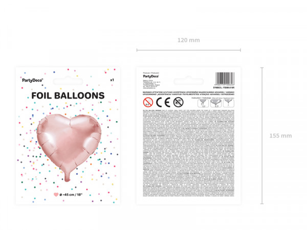 Ballon cœur aluminium or rose 45cm