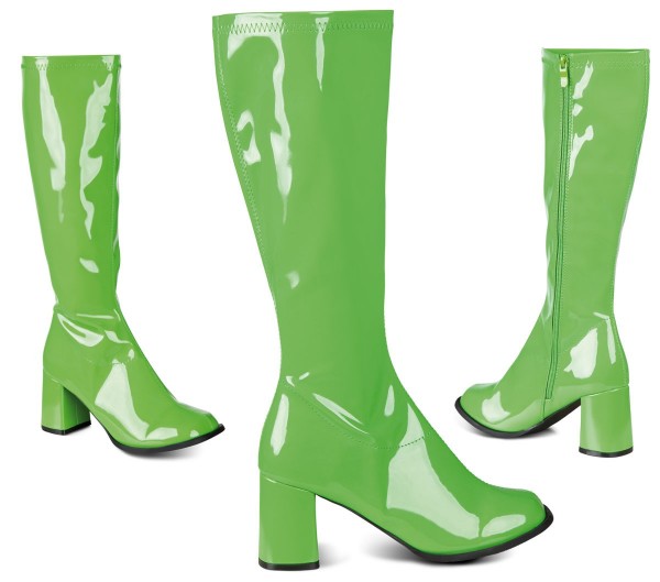 70s green patent leather boots