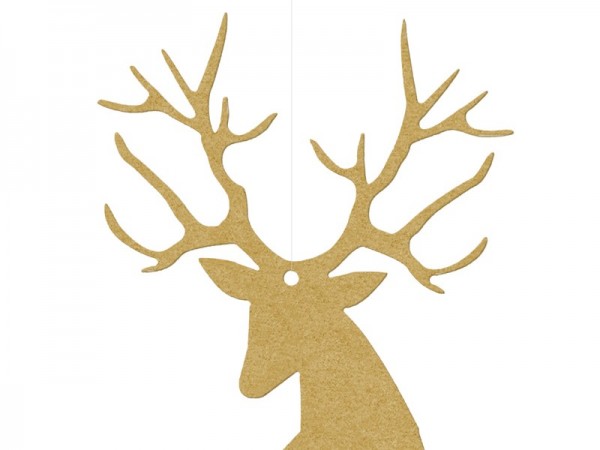 10 decoración colgante reno dorado 14cm 2