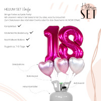 Vorschau: XXL Zahl 18 Pink Ballonbouquet-Set mit Heliumbehälter
