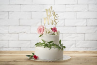 Cake decoration Mr Mrs Gold 25.5cm