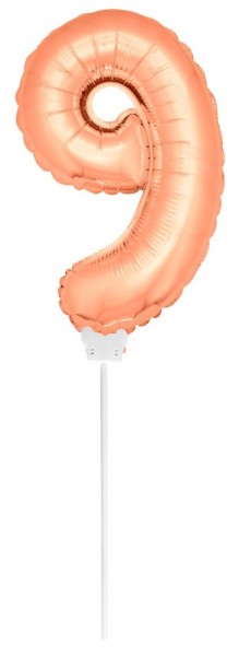 Folieballon nummer 9 rosé goud 36cm