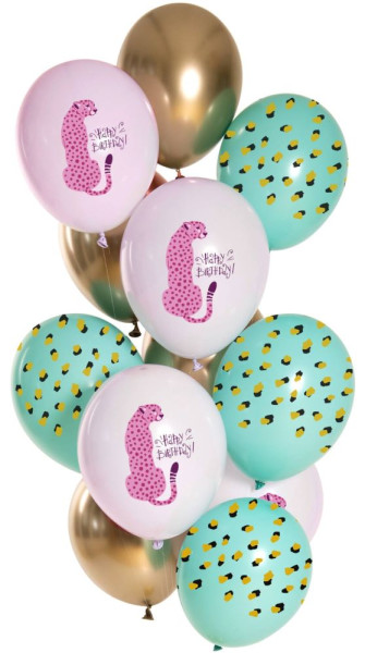 12 Panther Pinky birthday balloons 33cm