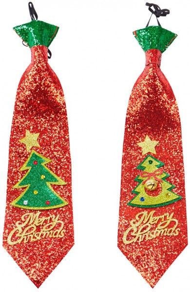 Glitter kerststropdas met fir-tree motief