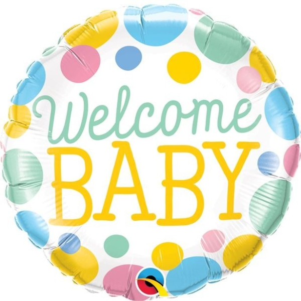 Pünktchen-Folienballon Babyparty Welcome Baby