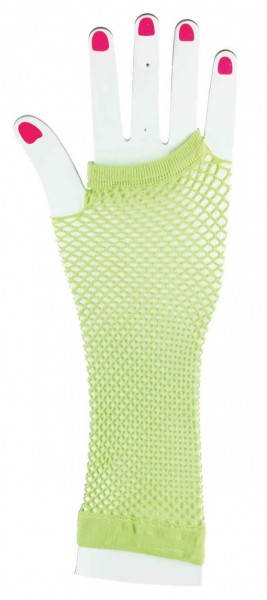 Seksowne, neonowo zielone rękawiczki z siateczki
