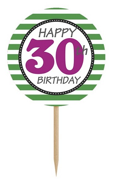 6 vilde 30-års fødselsdagspyd 9,2 cm 2