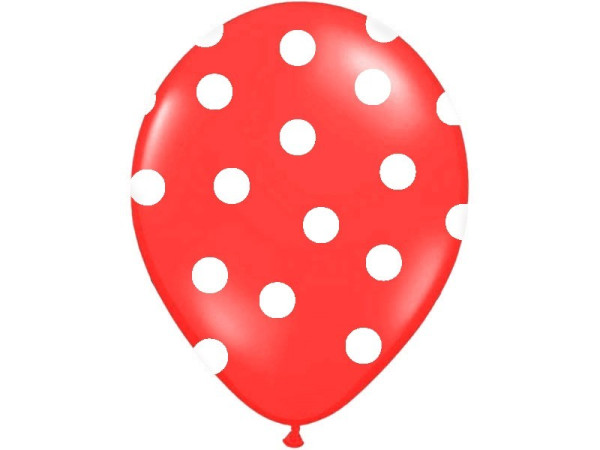 6 Luftballons Polka Dots Erdbeerrot 30cm