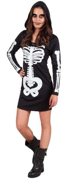 Vestido camisero esqueleto con capucha para niña
