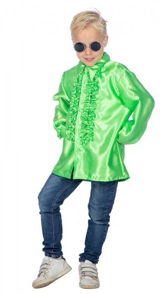 Neon-grünes Rüschenhemd Martin für Kinder