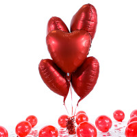 Vorschau: 5 Heliumballons in der Box matte Red Hearts