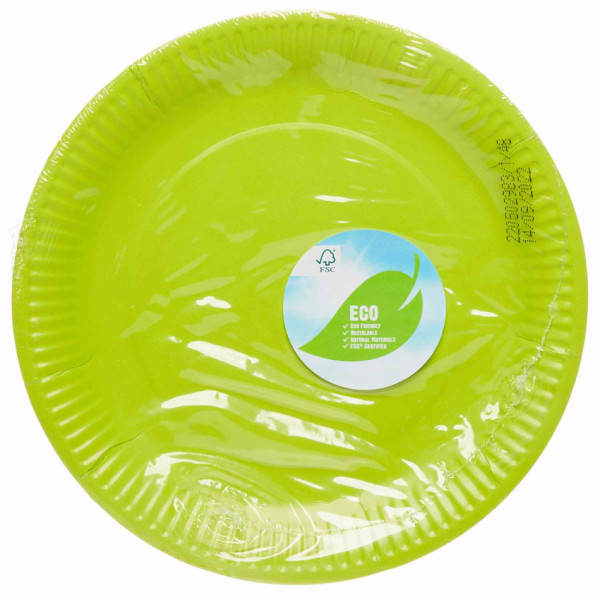 8 Green Lime Eco paper plates 23cm