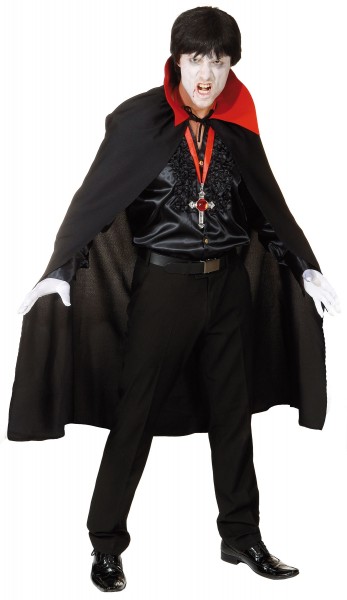 Dracula Umhang mit rotem Kragen