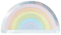 Vista previa: 8 platos de papel arcoíris pastel 28cm