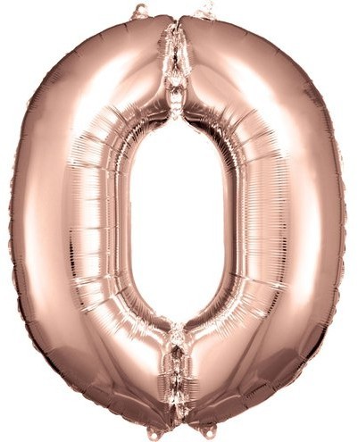 Roségoldener Zahl 0 Folienballon 86cm