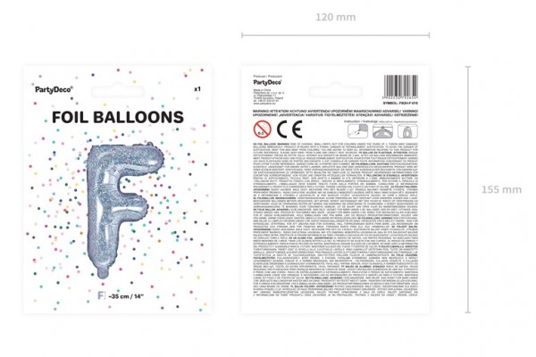 Holografischer F Folienballon 35cm 2