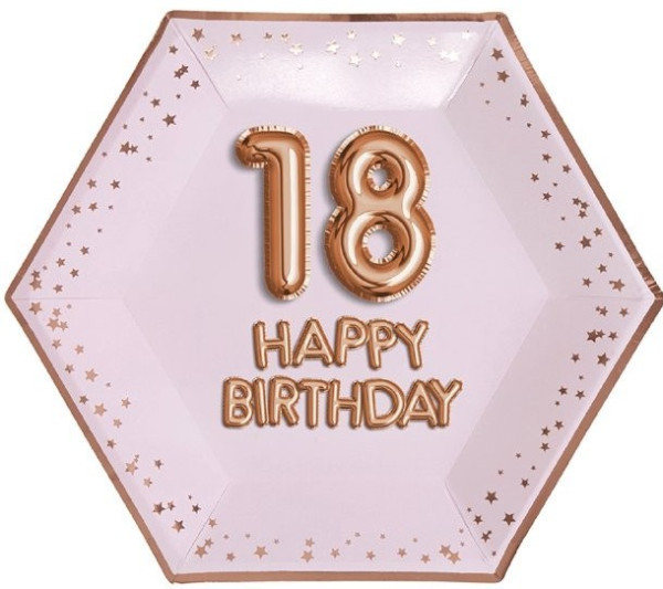8 glam papirplader til 18-års fødselsdag 27cm