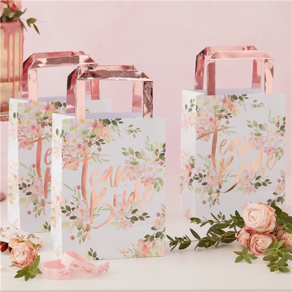 5 bolsas de papel Floral Team Bride 35cm