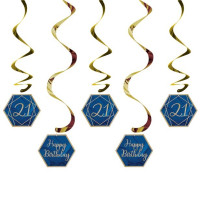 21. fødselsdag marineblå hængende dekorationssæt 5 stk