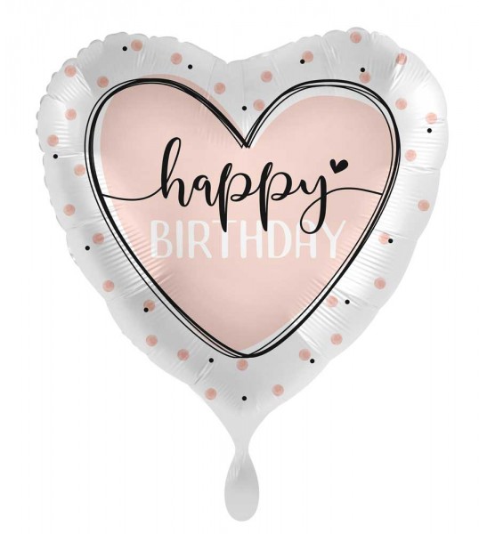 Palloncino cuore Happy Birthday rosa 45 cm