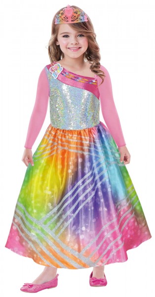 Costume da bambina scintillante Barbie arcobaleno