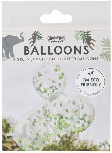 5 Jungle Breeze Eco latex balloner med konfetti