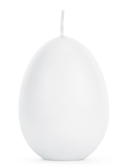 Candela bianca all'uovo per brunch pasquale 10 cm