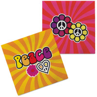 Aperçu: 20 serviettes Hippie Peace 33cm