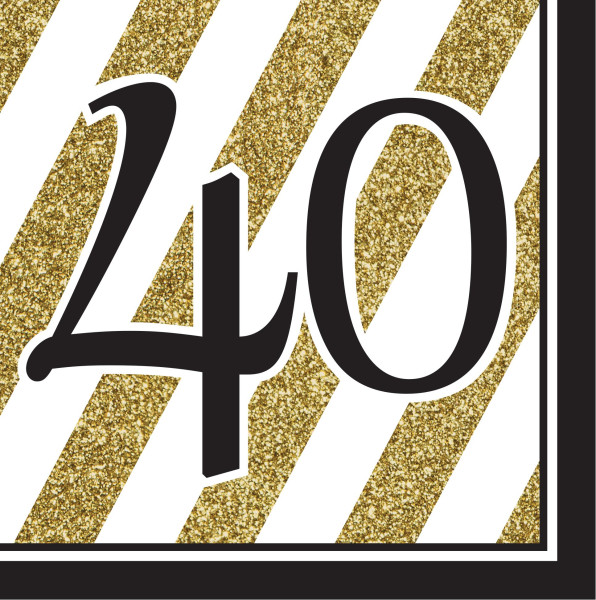 16 serviettes magiques 40e anniversaire 33 cm