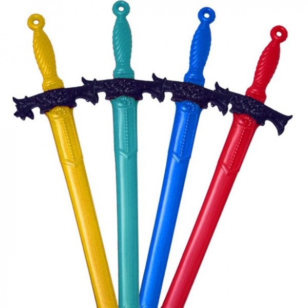 Gekleurd plastic zwaard 66cm
