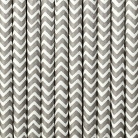 Aperçu: 10 pailles en papier zigzag gris 19,5 cm