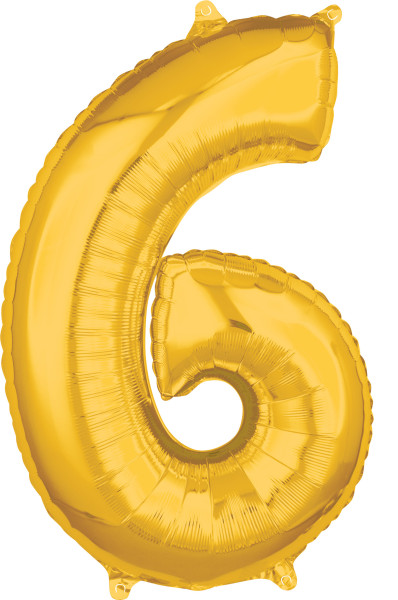 Numbers foil balloon 6 gold 66cm