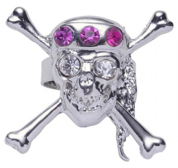 Pink Studded Skull Pirate Ring