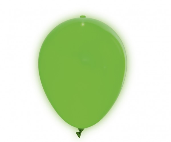 5 Glødende Partynight LED-balloner grøn 23cm 2