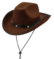 Widok: Brązowy kowbojski zachodni kapelusz