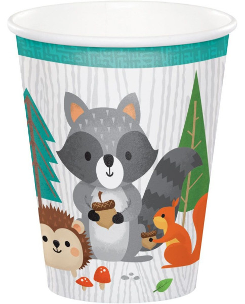 8 cute forest animals paper cups 256ml